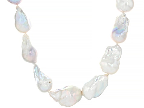 Genusis™ White Cultured Freshwater Pearl Rhodium Over Silver 20 Inch Strand Necklace