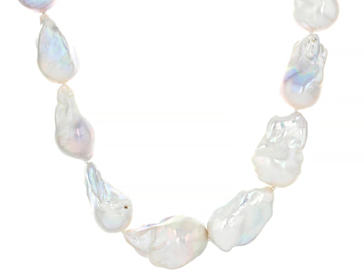 Genusisâ„¢ White Cultured Freshwater Pearl Rhodium Over Silver 20 Inch Strand Necklace