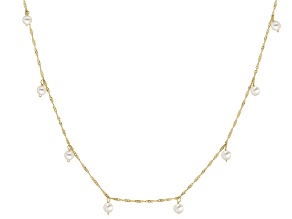 White Cultured Freshwater Pearl 14k Yellow Gold 18 Inch Necklace