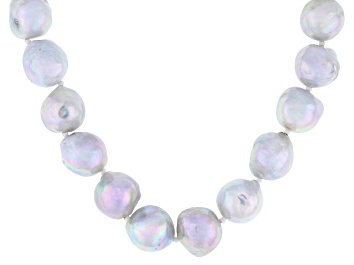 Picture of Platinum Cultured Japanese Akoya Pearl 14k Gold 18 Inch Strand Necklace