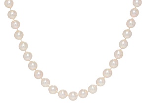 White Cultured Japanese Akoya Pearl 14k Yellow Gold 18 Inch Strand Necklace