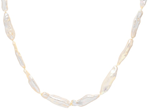 White Cultured Freshwater Pearl Sterling Silver Strand Necklace