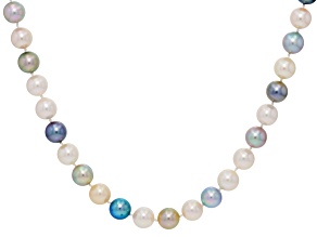Multi-Color Cultured Japanese Akoya Pearl 14k Gold 18 Inch Strand Necklace