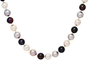 Multi-Color Cultured Freshwater Pearl Sterling Silver 18 Inch Strand Necklace