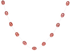 Pink Cultured Freshwater Pearl Rhodium Over Sterling Silver 18 Inch Necklace