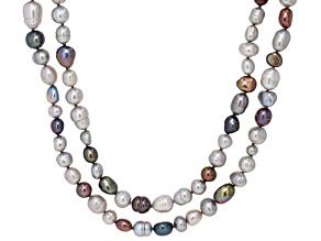 Multi-Platinum Cultured Freshwater Pearl 64 Inch Endless Strand Necklace