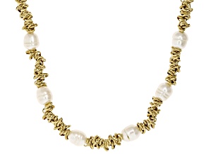 White Cultured Freshwater Pearl Stainless Steel 20 Inch Necklace