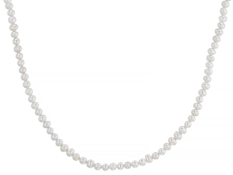 White Cultured Freshwater Pearl Rhodium Over Sterling Silver 16