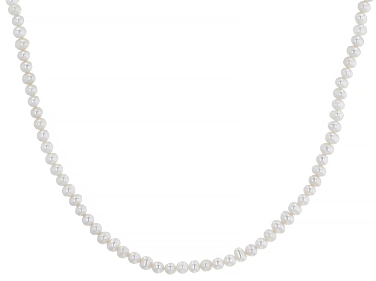 White Cultured Freshwater Bitsy Pearl Rhodium Over Sterling Silver 16 Inch Strand Necklace