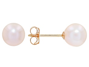 White Cultured Freshwater Pearl 14k Yellow Gold Stud Earrings