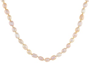 Peach Cultured Freshwater Pearl Sterling Silver 18 Inch Strand Necklace