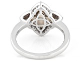 White South Sea Mother-Of-Pearl With 0.23ctw Lab Created White Sapphire Rhodium Over Brass Ring