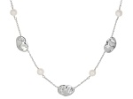 White Cultured Freshwater Pearl Rhodium Over Sterling SIlver 16 Inch Necklace