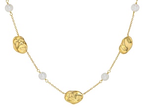 White Cultured Freshwater Pearl 14k Yellow Gold Over Sterling SIlver 16 Inch Necklace