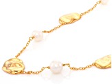 White Cultured Freshwater Pearl 14k Yellow Gold Over Sterling SIlver 16 Inch Necklace