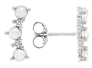 Picture of White Cultured Freshwater Pearl and Bella Luce®  Rhodium Over Sterling Silver Earrings