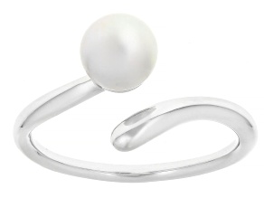 White Cultured Freshwater Pearl Sterling Silver Bypass Ring