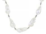 Genusis™ White Cultured Freshwater Pearl Rhodium Over Sterling Silver 20 Inch Strand Necklace