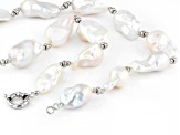 Genusis™ White Cultured Freshwater Pearl Rhodium Over Sterling Silver 20 Inch Strand Necklace