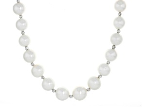 White Cultured Freshwater Pearl Rhodium Over Sterling Silver 20 Inch Strand Necklace