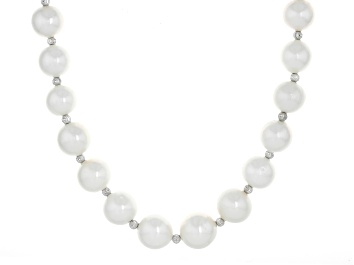 Picture of White Cultured Freshwater Pearl Rhodium Over Sterling Silver 20 Inch Strand Necklace