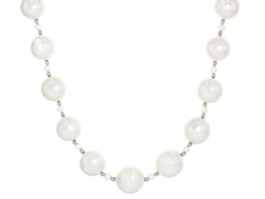 White Cultured Freshwater Pearl Rhodium Over Sterling Silver 20 Inch Strand Necklace