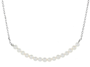 White Cultured Freshwater Pearl Rhodium Over Sterling Silver 16 Inch Necklace