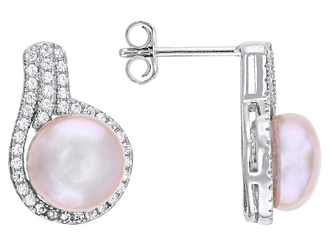 Pink Cultured Kasumiga Pearl Rhodium Over Sterling Silver Necklace