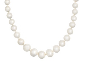 White Cultured Freshwater Pearl Sterling Silver 18 Inch Graduated Strand Necklace
