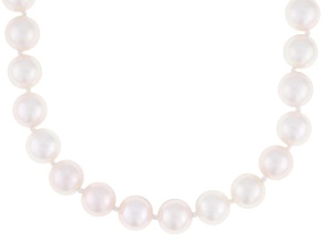 White Cultured Japanese Akoya Pearl 14k Yellow Gold 18 Inch Strand Necklace