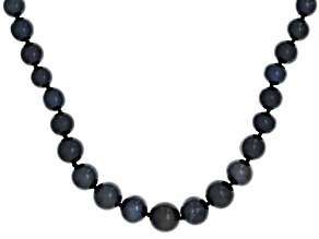 Black Cultured Freshwater Pearl Sterling Silver 18 Inch Strand Necklace