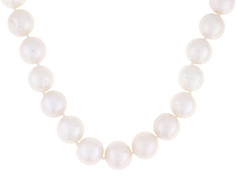White Cultured Freshwater Pearl 14k Yellow Gold 20 Inch Strand Necklace