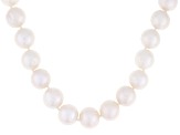 White Cultured Freshwater Pearl 14k Yellow Gold 20 Inch Strand Necklace