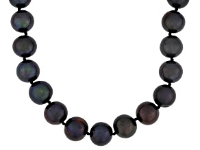 Black Cultured Freshwater Pearl 14k White Gold 18 Inch Strand Necklace