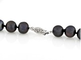 Black Cultured Freshwater Pearl 14k White Gold 18 Inch Strand Necklace