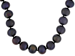Black Cultured Freshwater Pearl 14k White Gold 18 Inch Strand Necklace