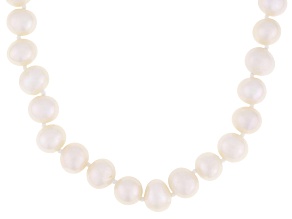 White Cultured Freshwater Pearl Sterling Silver 18 Inch Necklace