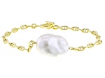 Genusis™ White Cultured Freshwater Pearl 18k Yellow Gold Over Sterling Silver Bracelet