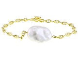 Genusis™ White Cultured Freshwater Pearl 18k Yellow Gold Over Sterling Silver Bracelet