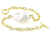 Genusis™ White Cultured Freshwater Pearl 18k Yellow Gold Over Sterling Silver Bracelet