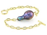 Genusis™ Black Cultured Freshwater Pearl 18k Yellow Gold Over Sterling Silver Bracelet