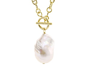 Genusis™ White Cultured Freshwater Pearl 18k Yellow Gold Over Sterling Silver Necklace