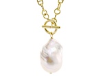 Genusis™ White Cultured Freshwater Pearl 18k Yellow Gold Over Sterling Silver Necklace