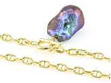 Genusis™ Black Cultured Freshwater Pearl 18k Yellow Gold Over Sterling Silver Toggle Necklace