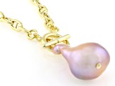 Genusis™ Pink Cultured Freshwater Pearl 18k Yellow Gold Over Sterling Silver Toggle Necklace