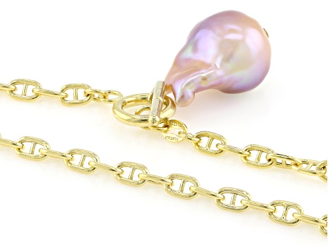 Genusis™ Pink Cultured Freshwater Pearl 18k Yellow Gold Over Sterling Silver Toggle Necklace