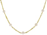 White Cultured Freshwater Pearl 18k Yellow Gold Over Sterling Silver 22 Inch Station Necklace