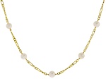 White Cultured Freshwater Pearl 18k Yellow Gold Over Sterling Silver 24 Inch Station Necklace