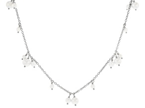 White Cultured Freshwater Pearl Sterling Silver 18 Inch Necklace