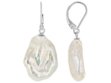 Picture of White Cultured Keshi Freshwater Pearl Sterling Silver Earrings